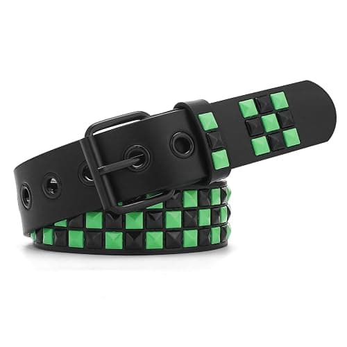 SNCEAW Studded Belt, Metal Punk Rock Rivet belt with Bright Pyramid Studded for Women Men - Image 1