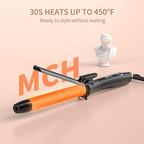 1 Inch Curling Iron with Clipped Tourmaline Ceramic Barrel Professional 1.25 Inch Hair Curler up to 450°F Dual Voltage for Traveling 60 Mins Auto Off Suit for Different (Black, 1 inch) thumbnail 5