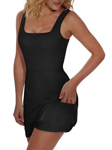 OFEEFAN Athletic Dress for Women Mini U Neck Sleeveless Built in Shorts with Pockets Tennis Golf Graduation thumbnail 3