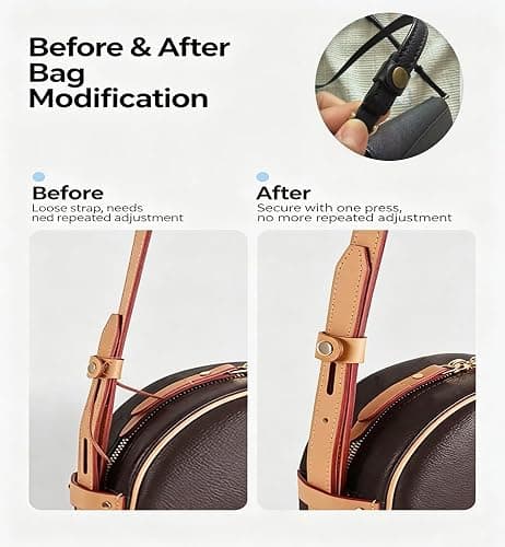 Jinrally 2Pcs Leather Bag Clips, Strap Buckles Anti-Slip Connectors, Brown | Light detachable adjuster holds wires, tool-free mount for travel office use thumbnail 7