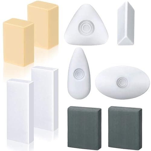 10 Pieces Drawing Art Pencil Erasers, Multi-Shape Painting Grey Kneaded White Foam Erasers with Grip for Art Sketching Drafting Supplies - Image 1