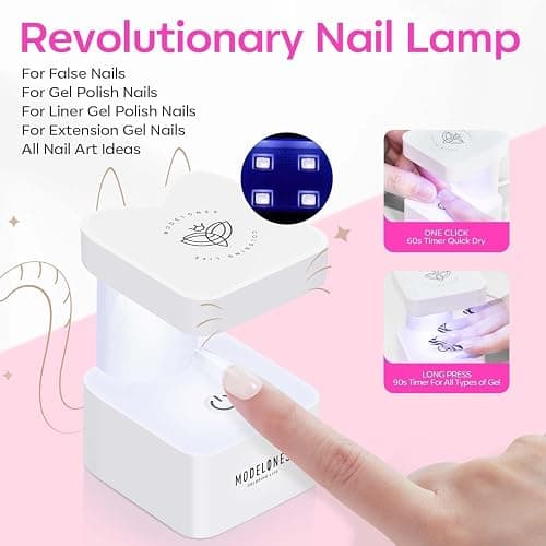 modelones Gel Nail Kit, Fake Nails Long Coffin, 9-in-One Glue Prep Dehydrator & Portable Mini U V Light Acrylic Clipper, 500Pcs Coffin Tips for Extension Kit DIY Salon Home Gifts for Women thumbnail 4