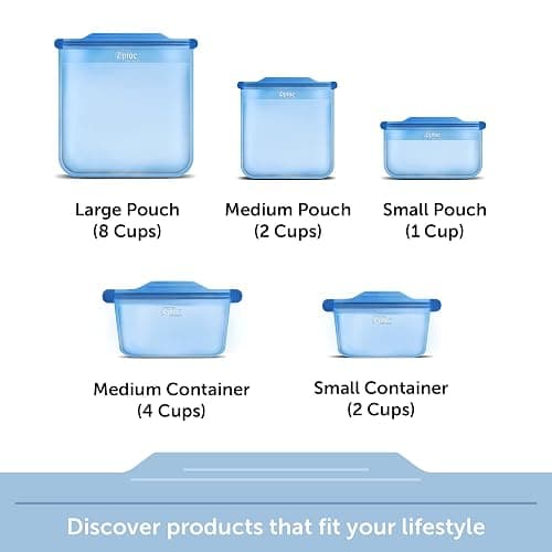Ziploc Endurables Small, Medium, and Large Pouch, Reusable Silicone Bags and Food Storage Meal Prep Containers for Freezer, Oven, and Microwave, Dishwasher Safe thumbnail 8