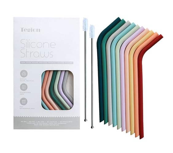 Reusable Thin Short 6.7" Cute Silicone Bendy Straws for Toddlers&Kids&Baby,6 10 12 oz Wine/Yeti Tumbler, Coffee/Cocktail Mug,Soda Cans,Take n toss Cup/BPA FREE-Small Flexible with Brushes - Image 1