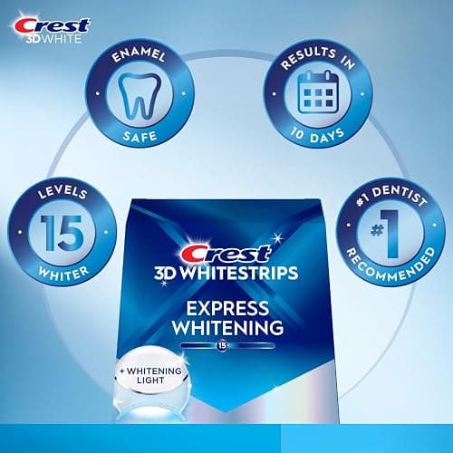 Crest 3D Whitestrips Express Whitening + LED Light – Teeth Whitening Kit, 1 Light + 10 Treatments, Each with 1 Upper/1Lower, 20 Strips – Crest 3DWhite Teeth Whitening Strips thumbnail 3