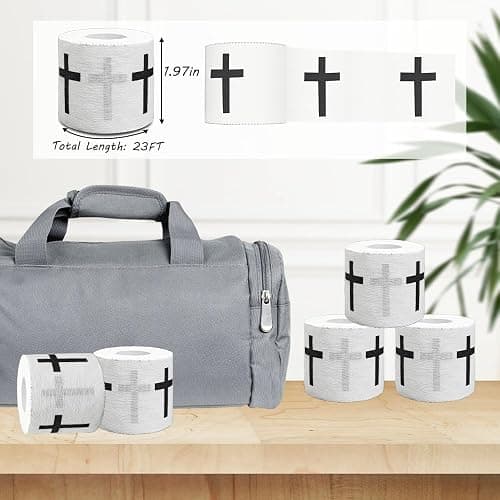 2Pcs Christian Cross Athletic Sports Wrap Tape 2in x 23ft Jesus Cotton Zinc Oxied White Wrist Tape for Tennis Baseball Soccer Boxing, Christian Gifts for Men Women thumbnail 2