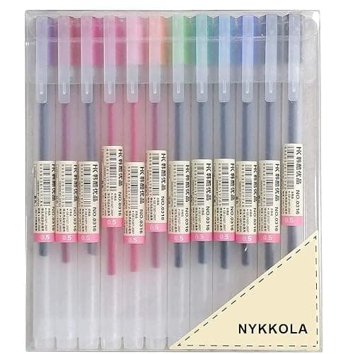 NYKKOLA Japanese Style Gel Ink Pen 0.5mm Colorful Fine Ballpoint Maker Pen for Office School Stationery Supply,Pack of 12, Assorted Colors - Image 1