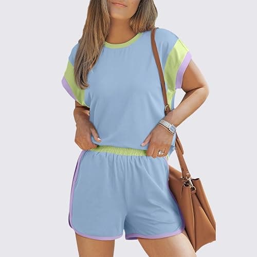 Chvity Two Piece Sets for Women Summer Casual Tops Short Sleeve Matching Shorts Airport Outfits for Women 2025 thumbnail 4