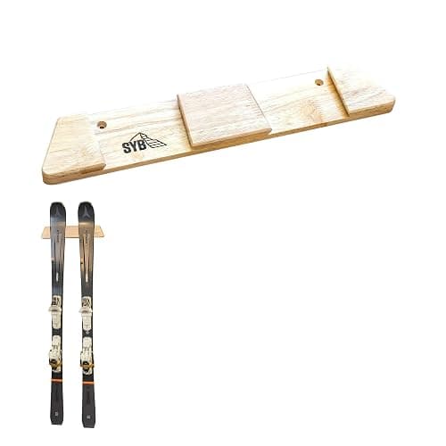 StoreYourBoard Horizontal Wood Ski Rack Wall Mount – Heavy Duty Ski Wall Mount Organizer, Space-Saving Ski Holders for Wall Display, Durable Skis Rack for Garage, Home or Cabin - Natural Wood (Medium) thumbnail 5