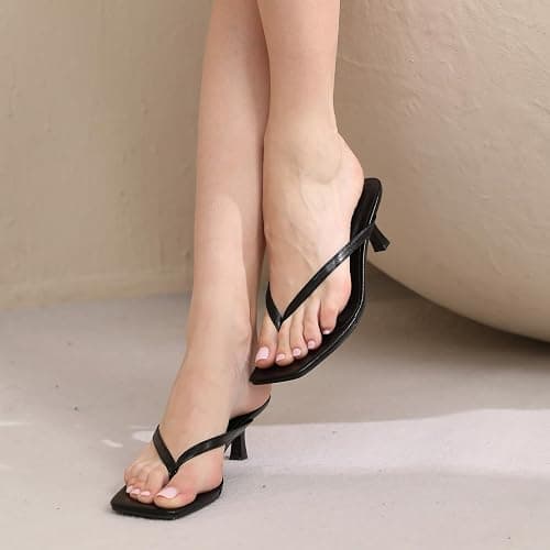 SKETOE Kitten Heels for Women Square Toe Sandals Flip Flop Heels Thong Sandals Comfortable Summer 2 Inch Heels Sandals thumbnail 6