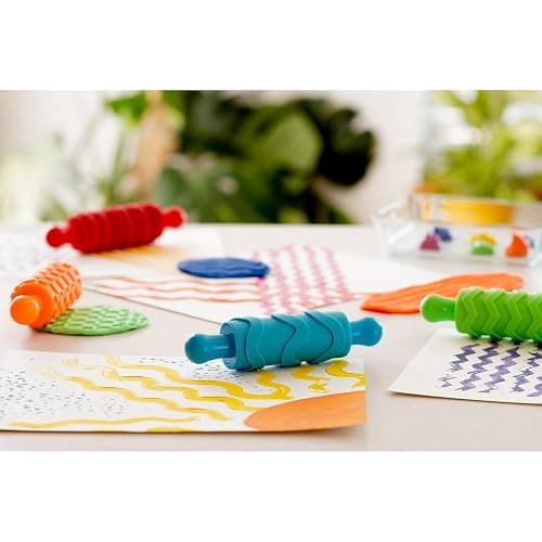 READY 2 LEARN Paint and Dough Texture Rollers, Set of 4 | Patterned Rolling Pins for Kids, Craft Accessories and Art Tools, Original Colors thumbnail 2