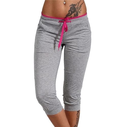 2025 Summer Capris for Women Low Rise Drawstring Capri Pants Casual Lightweight Yoga Workout Pant Knee Length Lounge thumbnail 2