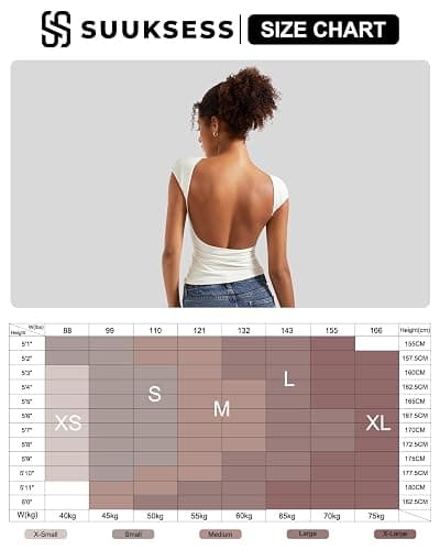 SUUKSESS Women Backless Sexy Going Out Tops Double Lined Open Back Y2k Basic Tee Shirts thumbnail 6