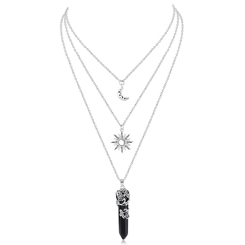 DHZJTSL Gothic Crescent Moon Neckalce for Women, Moon Sun Star Choker Witchy Necklace Goth Witch Emo Grunge Pendant Halloween Christmas Jewelry Gift - Image 1