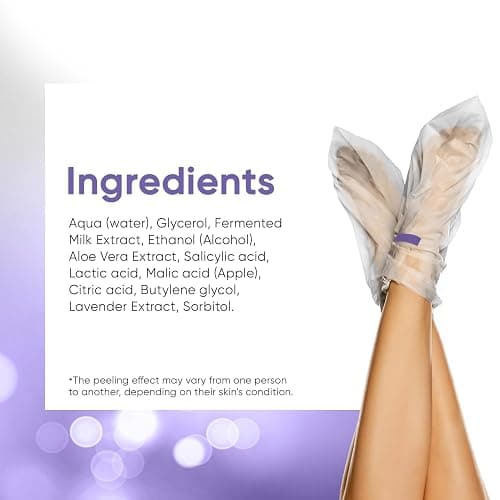 Foot Peel Mask - Foot Mask for Baby Soft Skin - Remove Dead Skin, Dry, Cracked Feet & Callus, Foot Spa, Made with Aloe Vera Extract for Women and Men (2 Pair (Pack of 1), Lavender) thumbnail 7