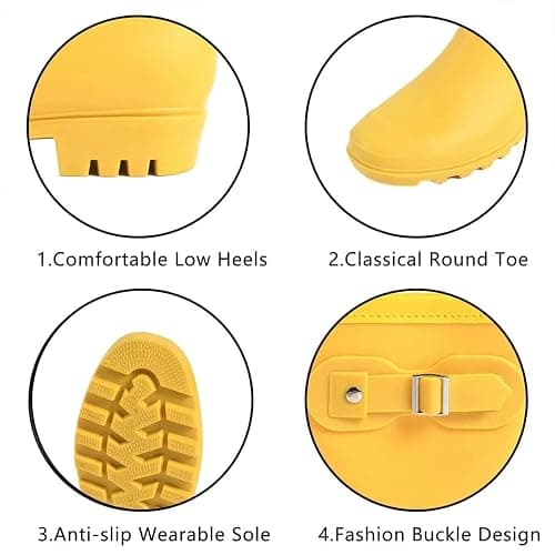 Fubotao Women's Mid Calf Rain Boots Waterproof Fashion Garden Shoes Anti-slipping Rainboots For Women Comfortable Insole Light Rain Shoes thumbnail 6