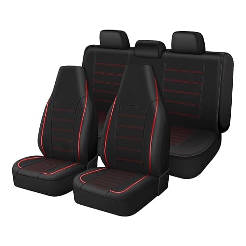 TOYOUN Kunstleder Sitzbezüge Auto Set Universal Klassisch Autositzbezüge Sitzschoner Schonbezug Autositz Rot für Vordersitze und Rücksitze Auto Zubehör Innenraum - Image 1