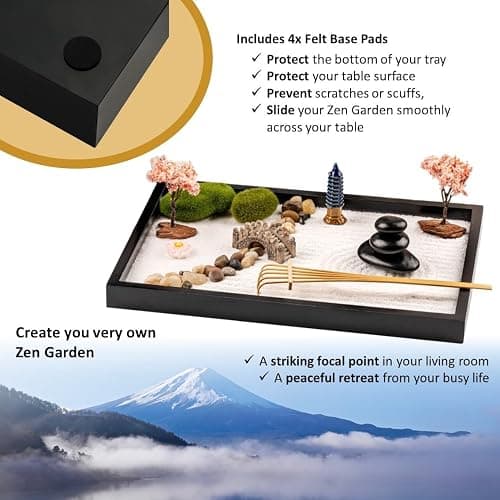 Island Falls Home Zen Garden Kit 11x8 Beautiful Premium Japanese Mini Sand Garden Meditation Gift Set for Home & Office Desk Accessories. Zen Sand, 6 Tools, 15 Features. Mindfulness Gifts Decor Women thumbnail 5