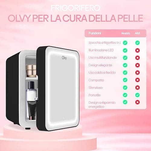 Olvy Kosmetik Kühlschrank 4 Liter, Tragbarer Mini Kühlschrank mit LED Spiegel, Klein Skincare Fridge, Kühl und Heiß für Zimmer, Schwarz thumbnail 5