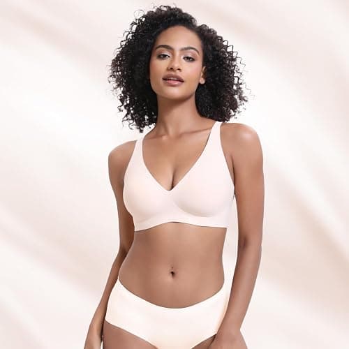 Jelly Wireless Bra for Women, Push Up Seamless T-Shirt Bras, Comfortable Plunge No Underwire Bra with Adjustable Straps thumbnail 5