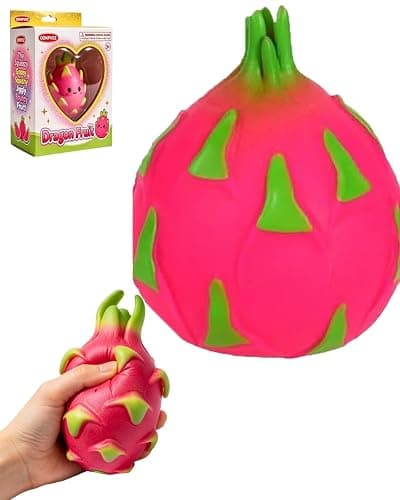 Giant Carrot/Strawberry/Dragon Fruit/Banana Squishy 5.5 Inch Stress Ball Realistic Moldable Slow Rise Sensory Fidget Toy Relaxing Basket Gift Anxiety Relief Adults Jumbo Soft Fruit(Dragon Fruit,1pc) - Image 1