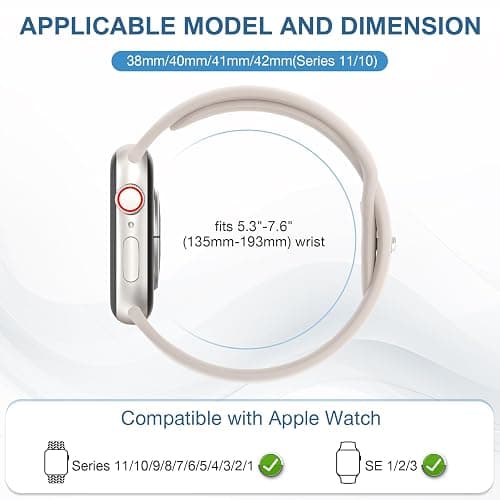 10 Pack Silicone Bands Compatible with Apple Watch 38mm 40mm 41mm 42mm 44mm 45mm 46mm 49mm Women Men, Soft Waterproof Replacement Wrist Sport Band for iWatch Series 11 10 9 8 7 6 5 4 3 2 1 SE Ultra thumbnail 2