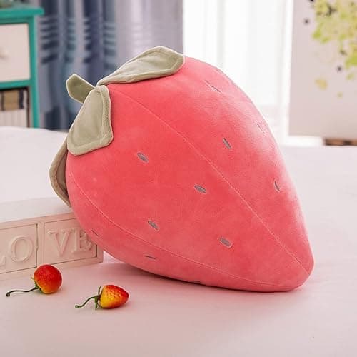 Cute Fruit Kids Pillow Stuffed Strawberry Plush Pillows Super Soft Girls Pillows Cushion Seat for Kids Toys (Pink,7.8"/20cm) thumbnail 2