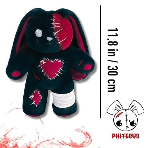 PHITECUS Scary Goth Bunny Plush-Creepy Emo Rabbit Stuffed Animal-Horror Plushie Animal thumbnail 3
