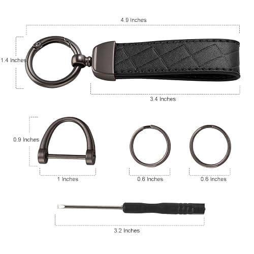 Handlive 2 Pack Leather Keychains, Car Key chains for women men, Key Fob Holder with Keyrings, Anti-Lost D-Ring thumbnail 2