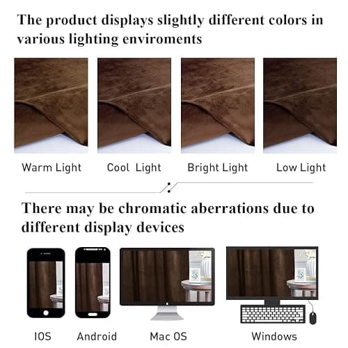 StangH Brown Curtains Velvet Blackout Window Drapes 84 inches, 2 Panels | 300GSM Heavy Soft Velvet, Fall Curtains, Thermal Insulation, Bedroom, Living Room, Dining Room, Luxury thumbnail 9
