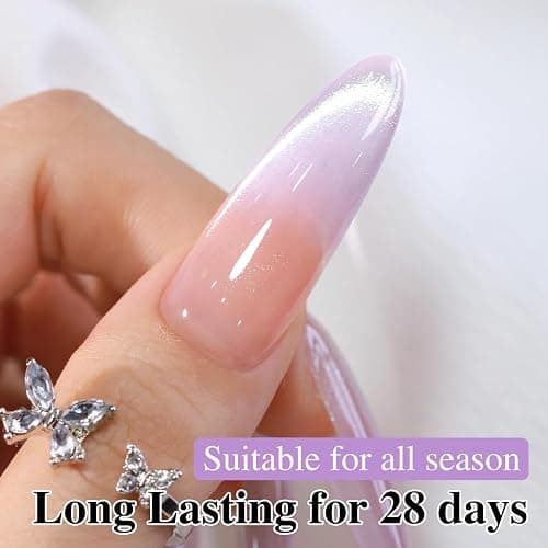 Double Rhythm 0.5 Oz Cat Eye Gel Polish with Magnet Same Color Same Bottle Holographic Glitter Shimmer Translucent Color Salon 15 ML Magnetic Nail Art (Purple-MC1158) thumbnail 9