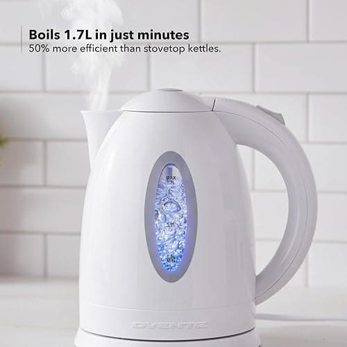 OVENTE Electric Kettle, 1.7L Fast Boiling Water Heater for Coffee or Tea, BPA Free with Water Level Gauge, Auto Shut-Off, Boil-Dry Protection, Indicator Light and Removable Filter, White KP72W thumbnail 5