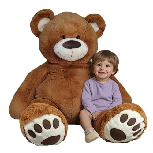Anico 59" Tall (5 Foot) Giant Plush Bear, Stuffed Animal, Medium Brown Teddy Bear with Smiling Face. Premium Stuffed Toy Teddy Bear, Perfect for Girlfriend, Kids, Valentine's Day, Christmas! - Image 1