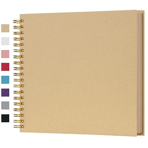 potricher 10 x 10 Inch DIY Scrapbook Photo Album 80 Pages, Yellow | Thick Kraft Paper Scrap Book Photo Albums, Memory Book for Wedding, Anniversary, Baby, Family, Travel, DIY Projects - Image 1