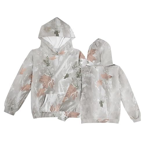 Camo Hoodie Kids Cute Hoodies Maple Leaf Print Oversized Drop Shoulder Fleece Hooded Sweatshirt Pullover With Pocket thumbnail 3
