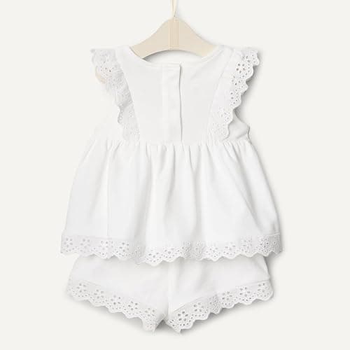 Amazon Essentials x Sofia Grainge Toddler and Baby Girls' Eyelet Short & Top Set thumbnail 5