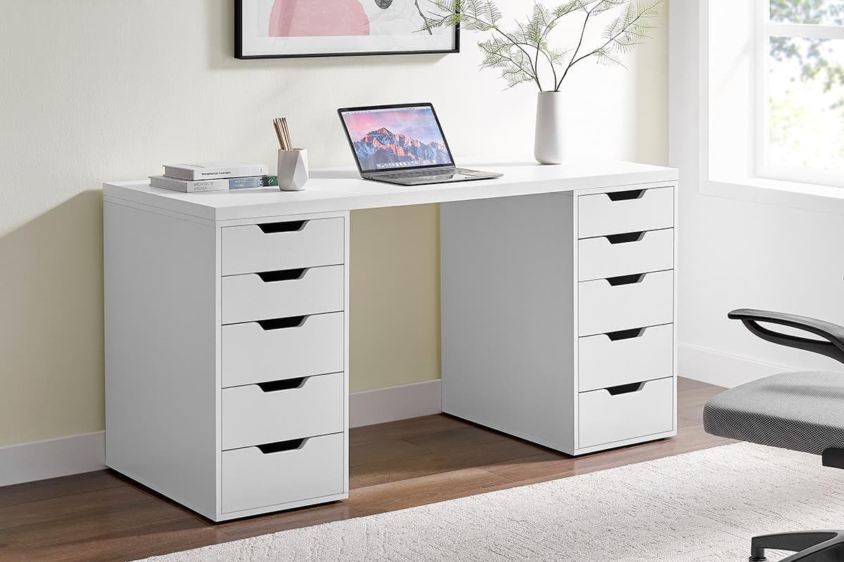 Ovela Alice Filing Drawer Desk (White) - OVALIDESKWA thumbnail 2