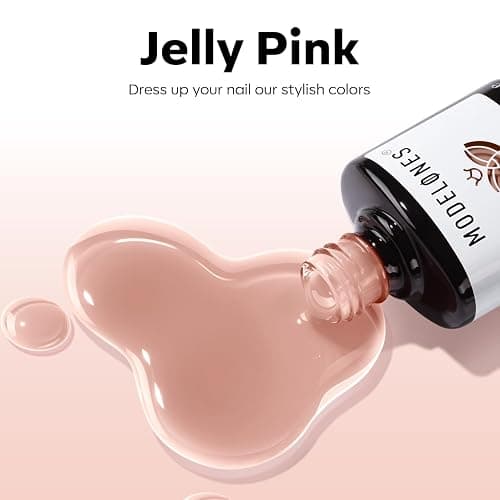 modelones Nude Gel Polish Jelly Natural Pink Gel Nail Polish | French Tip Base Color Translucent Soak Off U V Soap Nails for Nail Art Manicure at Home 15ML thumbnail 7