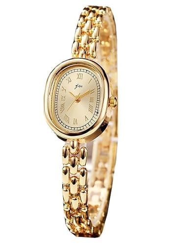 PASOY Women’s Bracelet Watch Small Face – Elegant Oval Quartz Analog Wristwatch with Metal Link Band, Gold & Silver Options, Slim Roman Numeral Dial Dress Watch for Ladies - Image 1