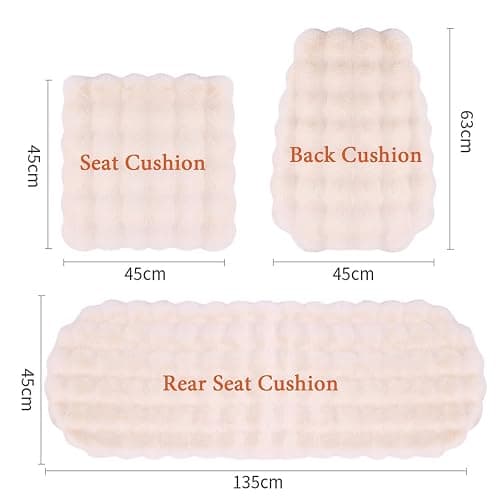 EDVKLNG Luxury Thickened Plush Car Seat Cushion Set,Soft Fluffy Protector Warm Faux Rabbit Fur Non-Slip Front and Back Seat Covers (Pink,11pcs) thumbnail 2