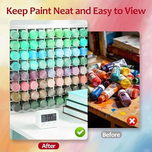 80 Grids Paint Organizer, Wall Mountable Craft Paint Storage Rack, Paint Bottle Holder Stand for 2 oz Bottles, Paint Holders for Craft Room Organization thumbnail 4