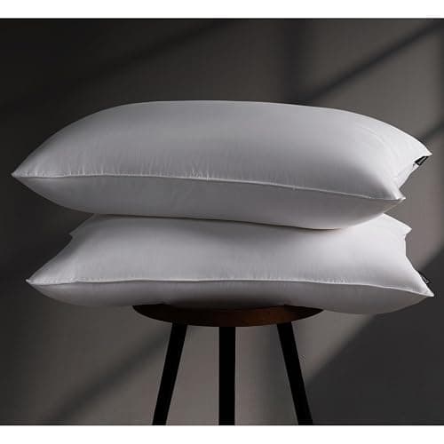 DOWNSTORIA Feather Down Pillow Queen Size Set of 2 Pack, 100% Cotton Hotel Collection Bed Pillows for Sleeping, Down Surrounded Soft Medium Firm Pillows for Side Back Stomach Sleepers 20" x 30" - Image 1