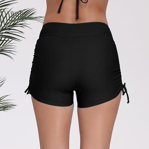 Halcurt Women's High Waisted Swim Board Shorts (Available in Plus) Tummy Control Side Drawstring Swimsuit Bottoms thumbnail 5