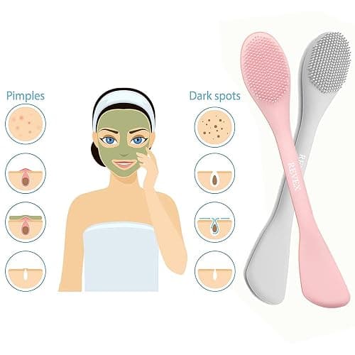 REVEX Silicone Face Mask Applicator,Face Scrubber,Exfoliating Pore Scrubber,Pore Cleaning Brush,2Pcs Mask Applicator Tool for Facial Mud,Face Brush for Women Men.(Pink+Gray) thumbnail 4