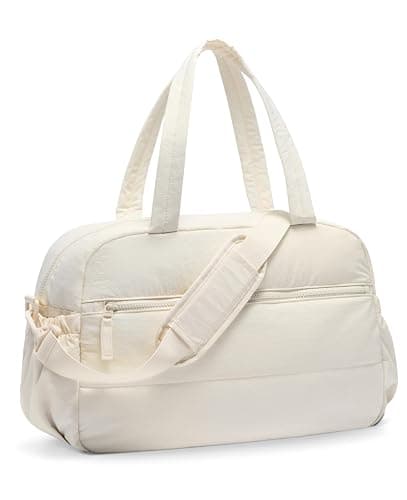 Gym Bag for Women, Travel Duffle Bags with Wet Pocket, Lightweight Carry on Bag Overnight Weekender Duffel Bag, Water Resistant (Beige) - Image 1