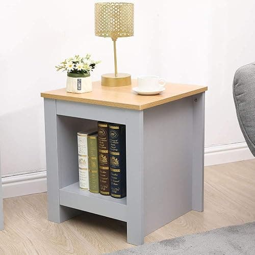 Kingwudo® Living Room 3 Pieces Set Furniture (Lamp Table and Coffee Table and Corner TV Unit) Modern Cabinets Set Grey+OakColor or White+Oak Color (Grey+Oak Color) thumbnail 3