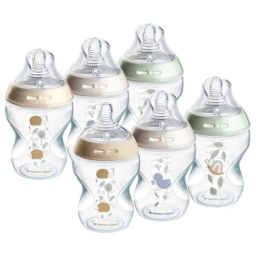 Tommee Tippee Natural Start Baby Bottles for 0m+, Pack of 6 260ml Baby Bottles, with Slow Flow Breast-Like Teat for a Natural Latch, Self-Sterilising and BPA Free, Baby Feeding Essentials, Pond - Image 1