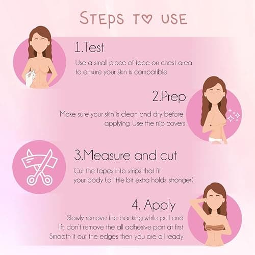 GAKI Store Boob Tape boobytape for breast lift - Trans & Invisible Skin Tape, Backless Bra,S, 2 Nipple Covers Lingerie, Outfits Shape Tape, Sticky Bra Push Up Bob breast enhancement thumbnail 5
