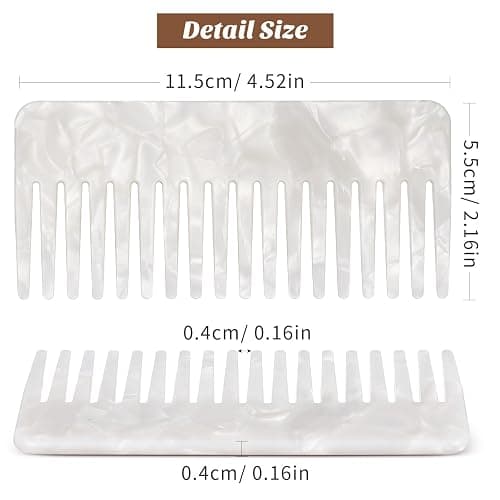 Beaupretty Tortoiseshell Wide Tooth Comb - Anti Static Plastic Barber Shop Comb for Salon & Home, White thumbnail 2