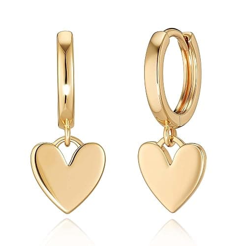 VACRONA Gold Heart Hoop Earrings Huggie Earrings for Women 14k Gold Plated Small Hoops Earrings - Image 1